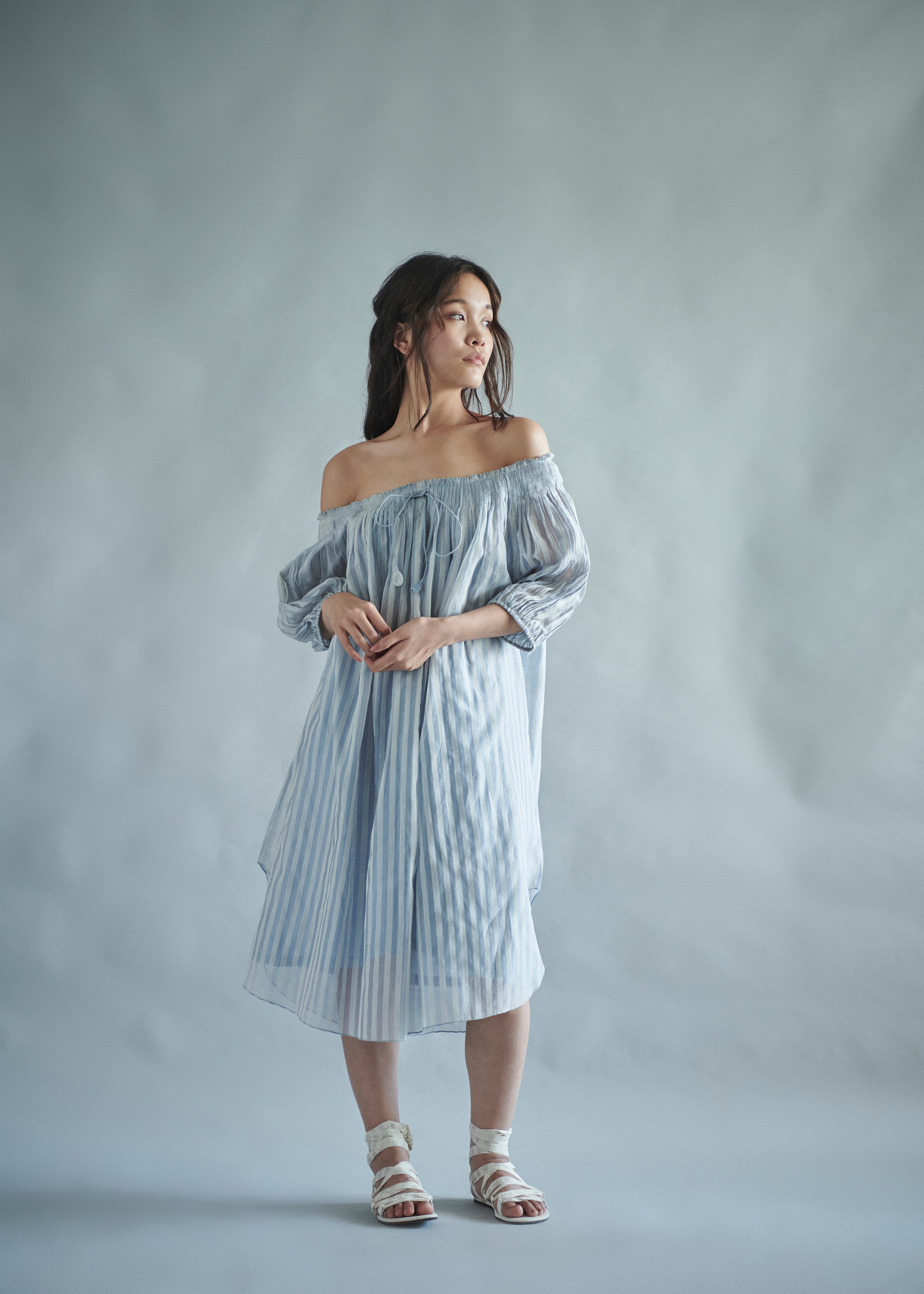 Striped Off Shoulder Dress SWGT Striped Off Shoulder Dress SWGT