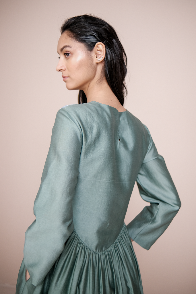Layered TieDye Dress with Glasswork Yok