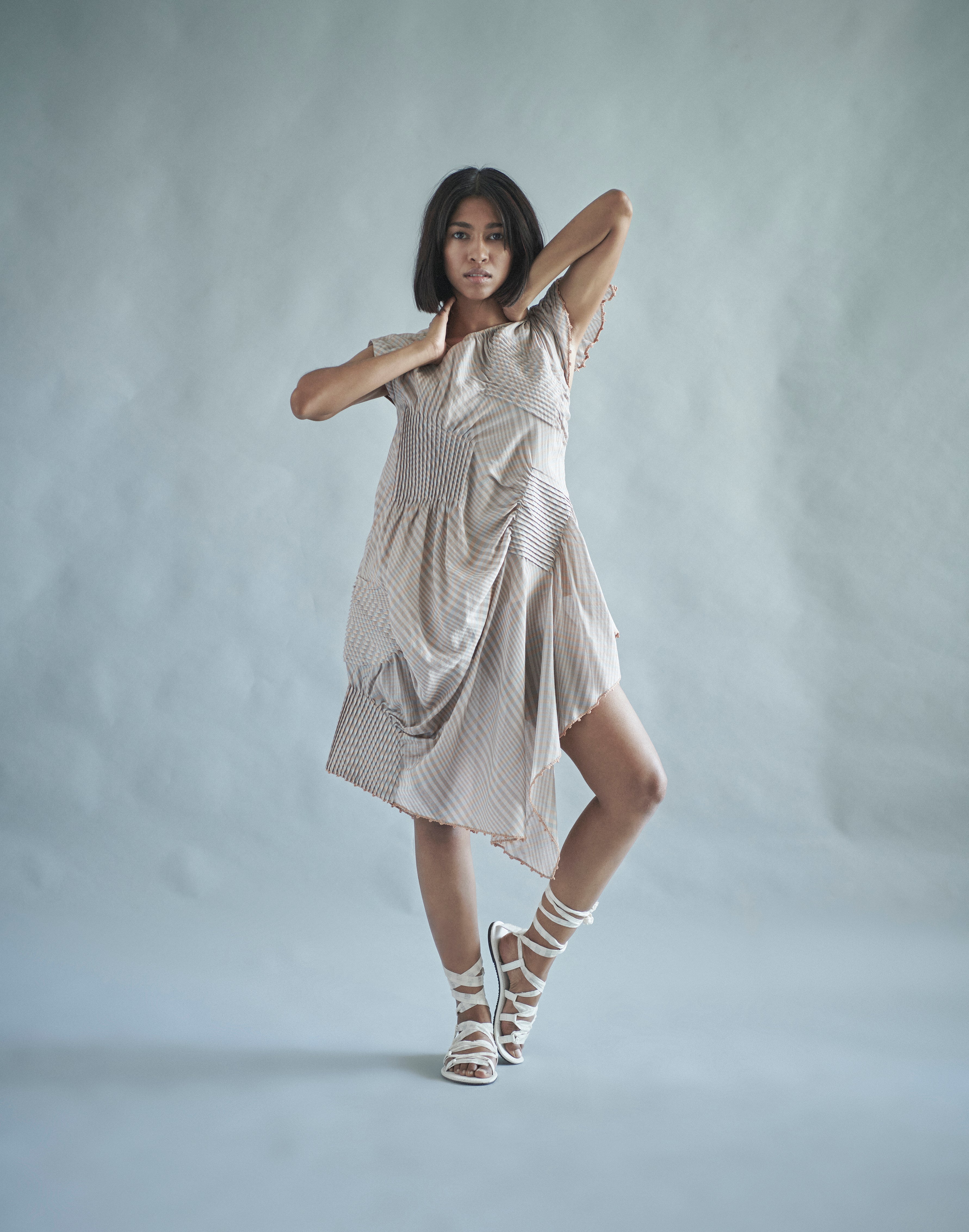 Chequered Fold Dress