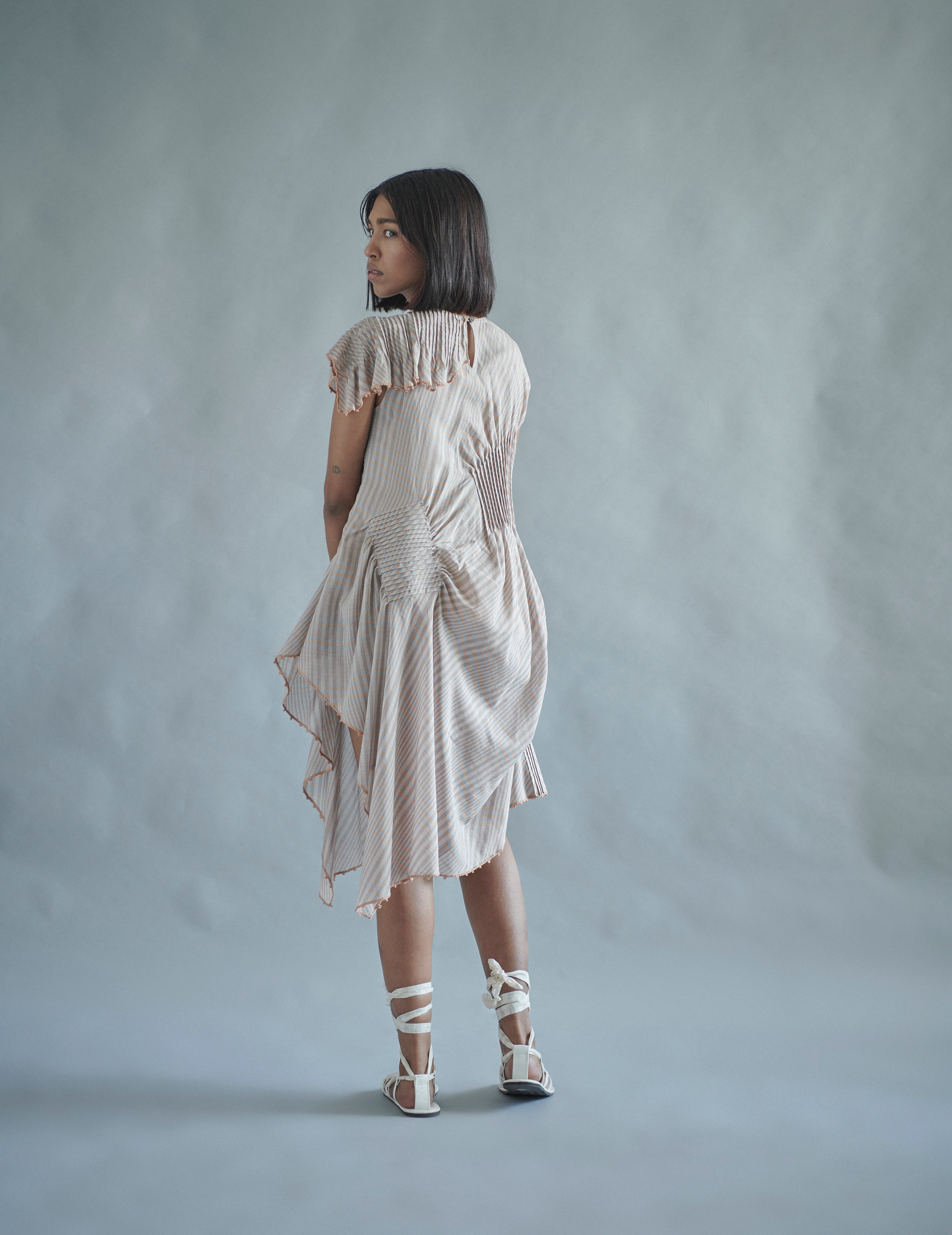 Chequered Fold Dress