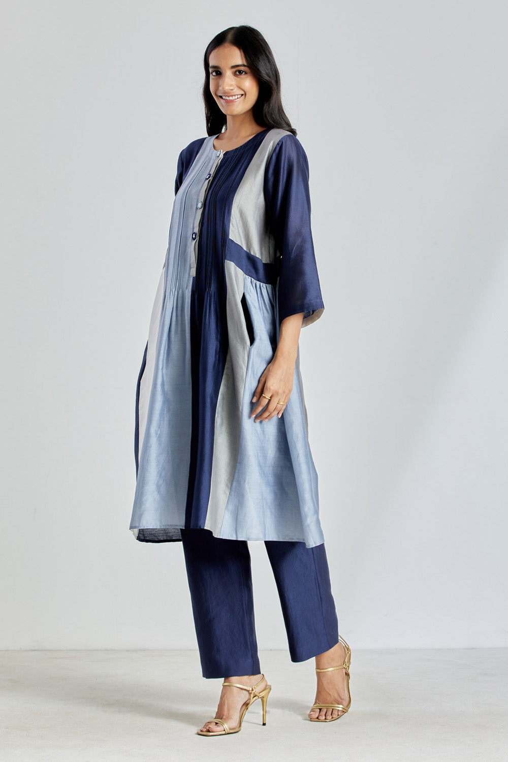 Handcrochet Paneled Tunic in Blue