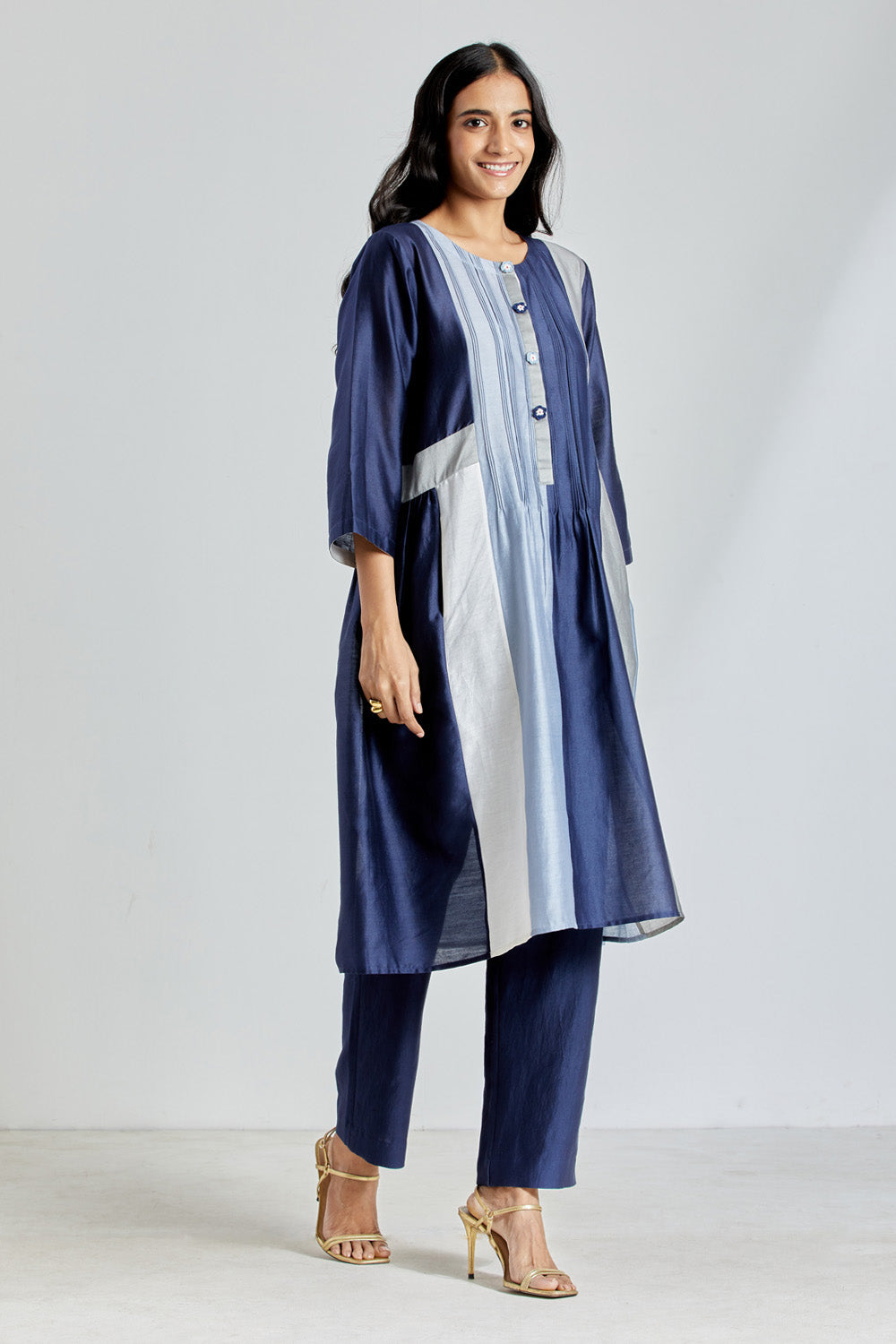 Handcrochet Paneled Tunic in Blue