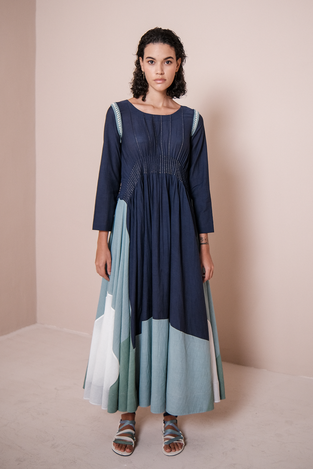 Colorblocked Flared Dress
