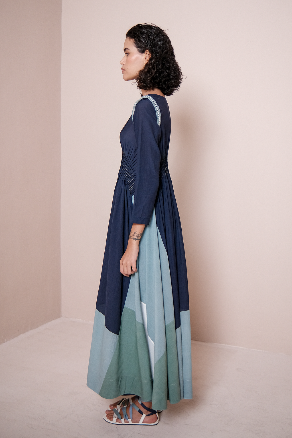 Colorblocked Flared Dress