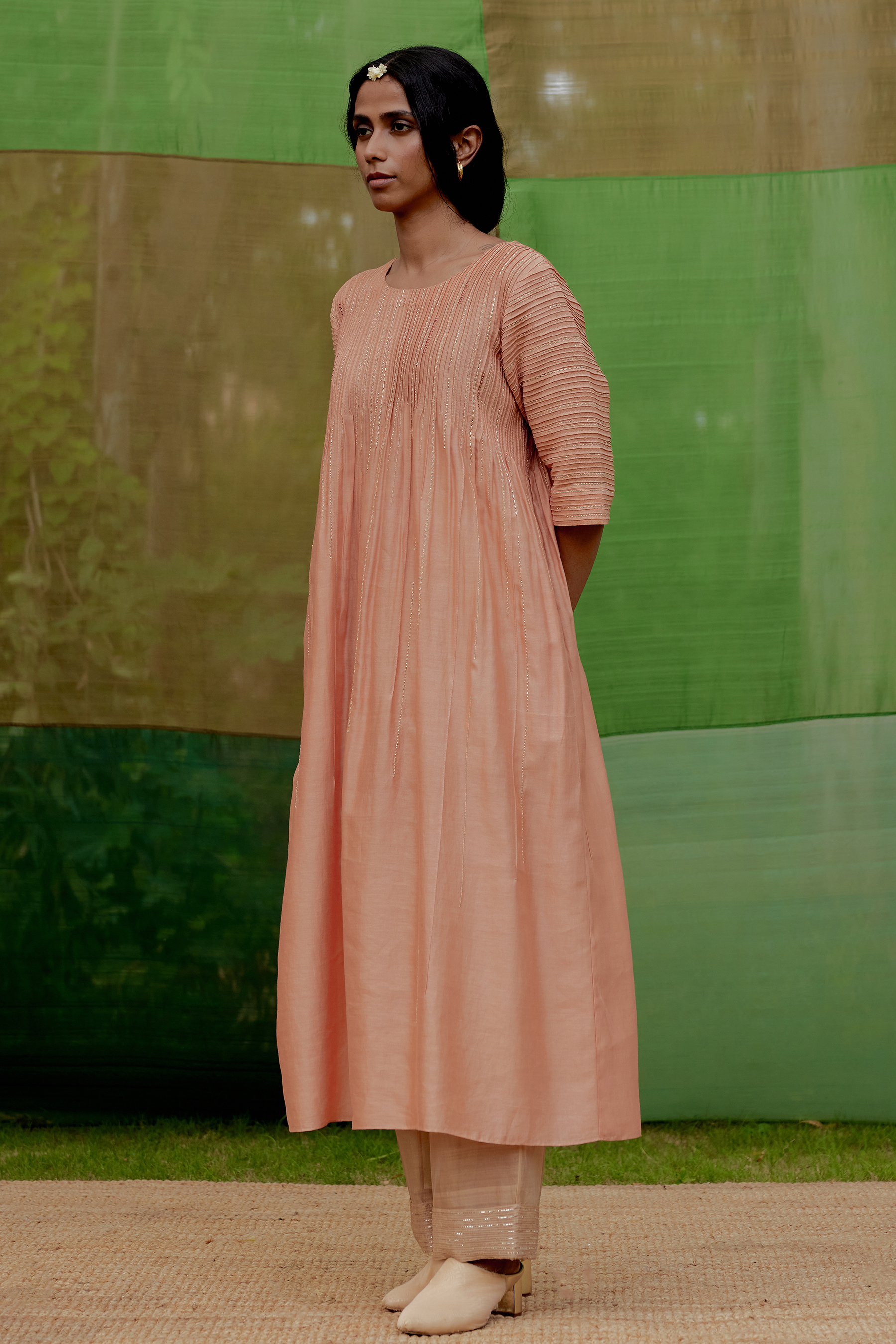 Embroidered Pintuck Tunic