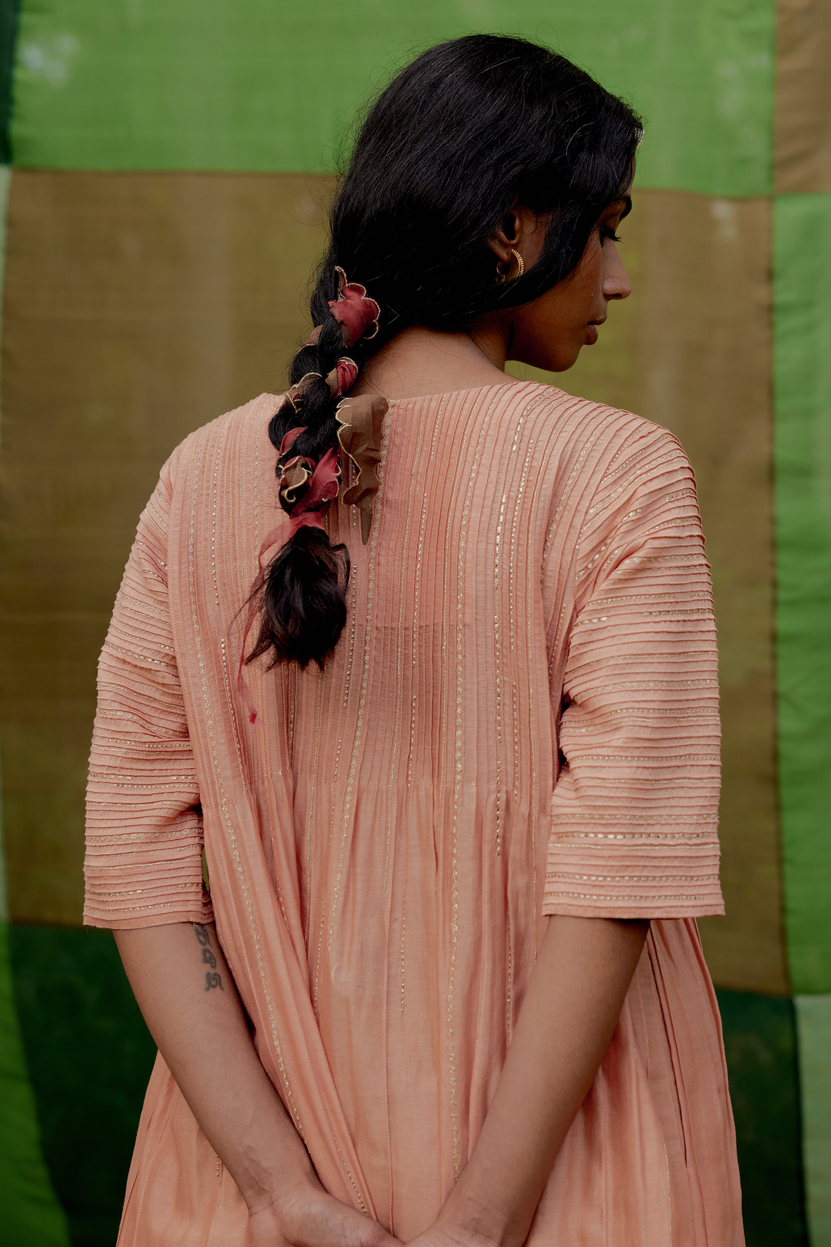 Embroidered Pintuck Tunic