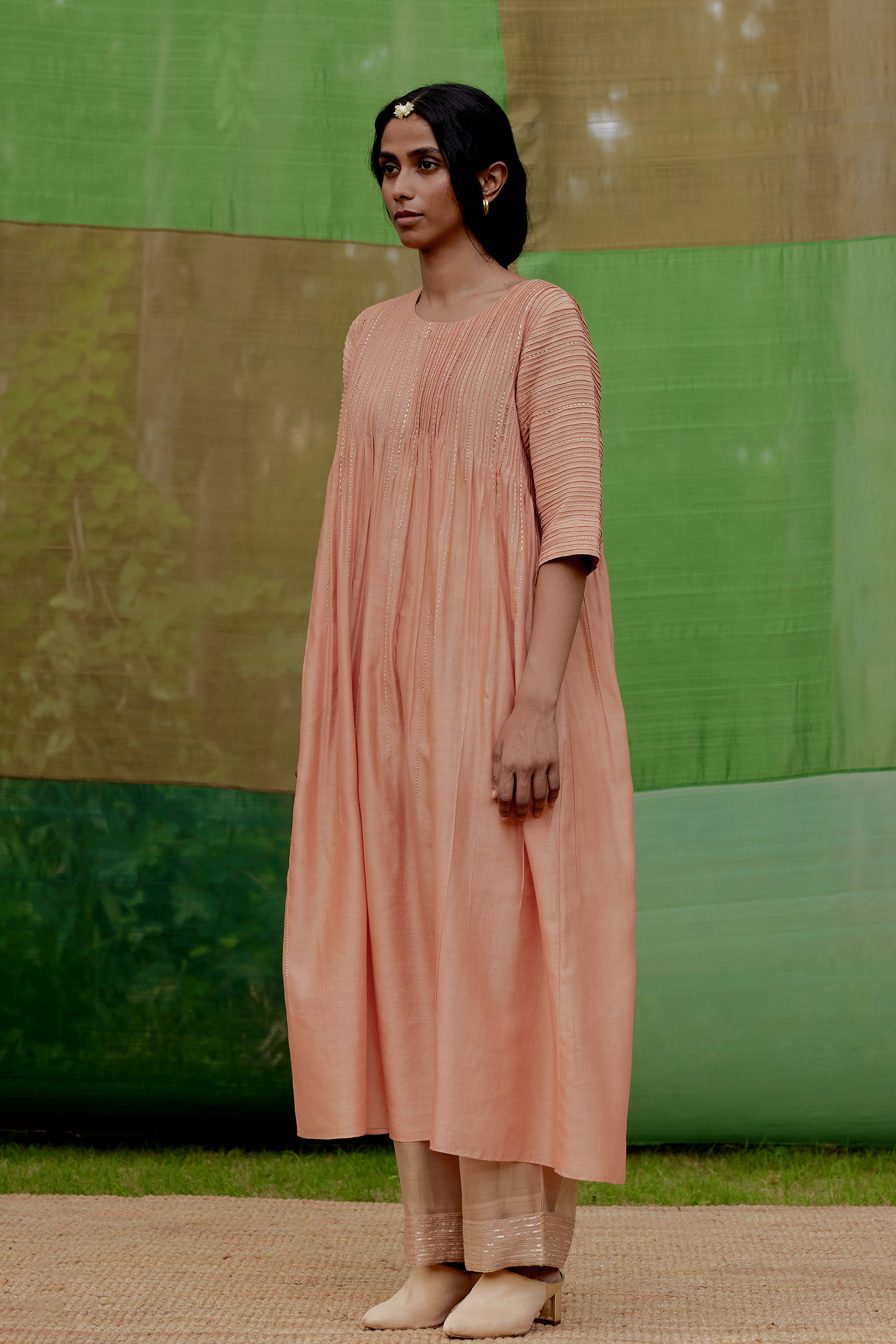 Embroidered Pintuck Tunic