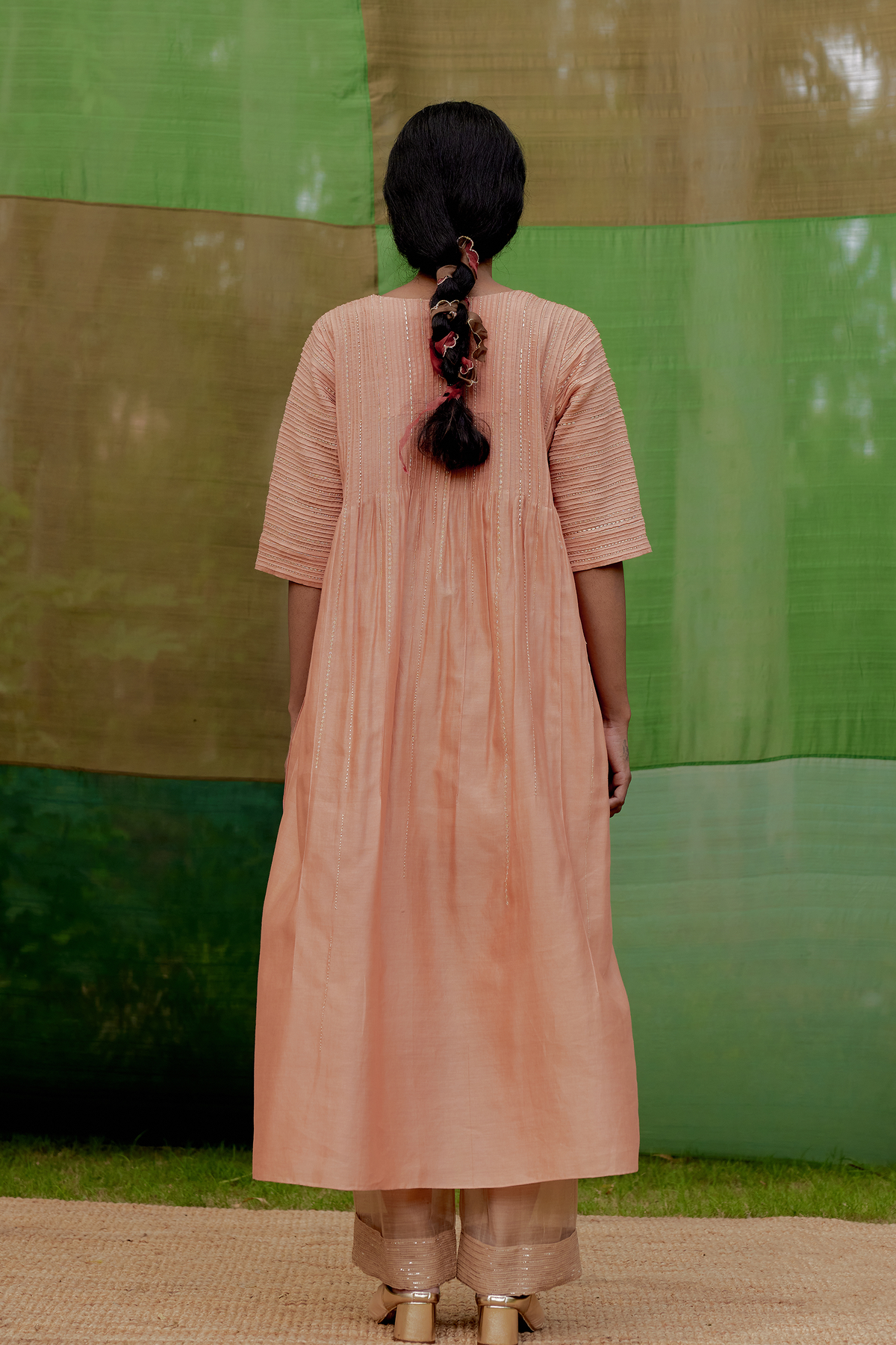 Embroidered Pintuck Tunic
