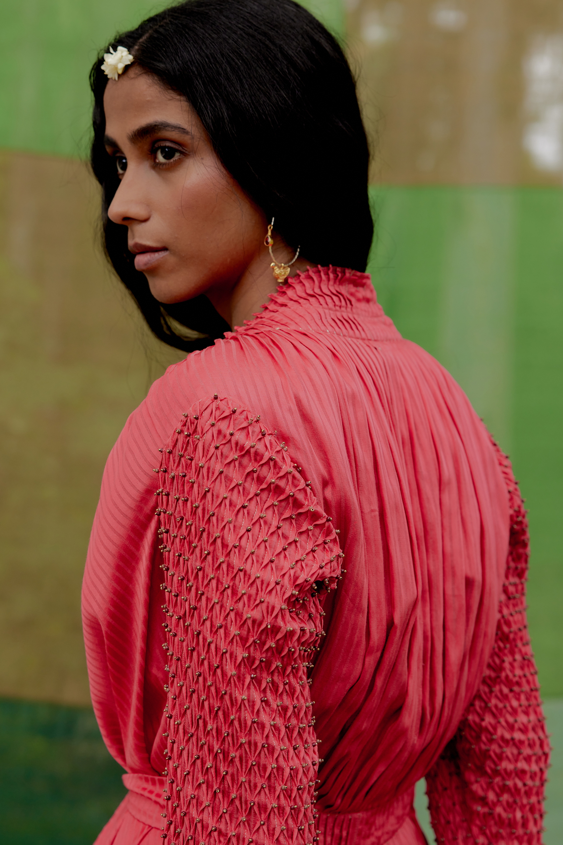 Handsmocked Sleeve Jacket