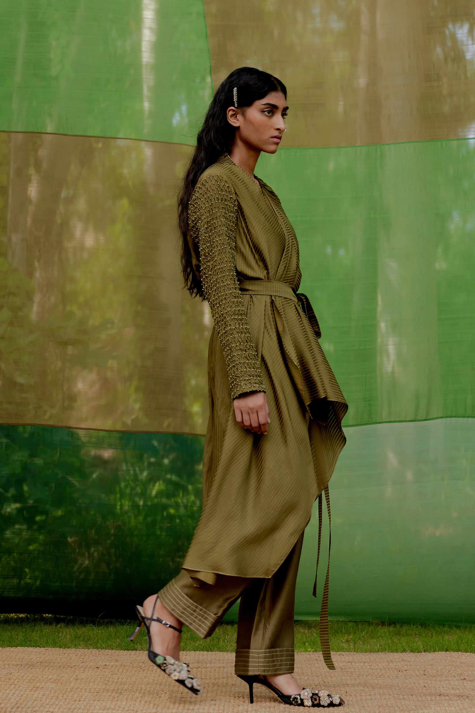 Handsmocked Sleeve Jacket