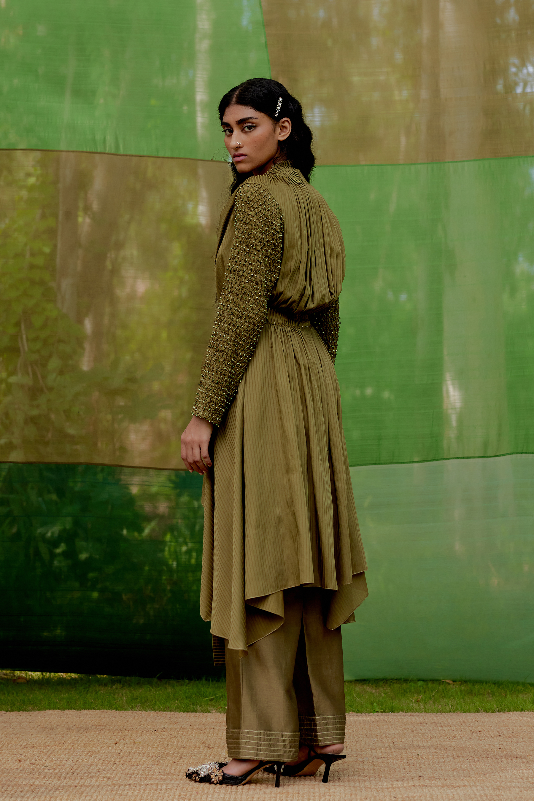 Handsmocked Sleeve Jacket