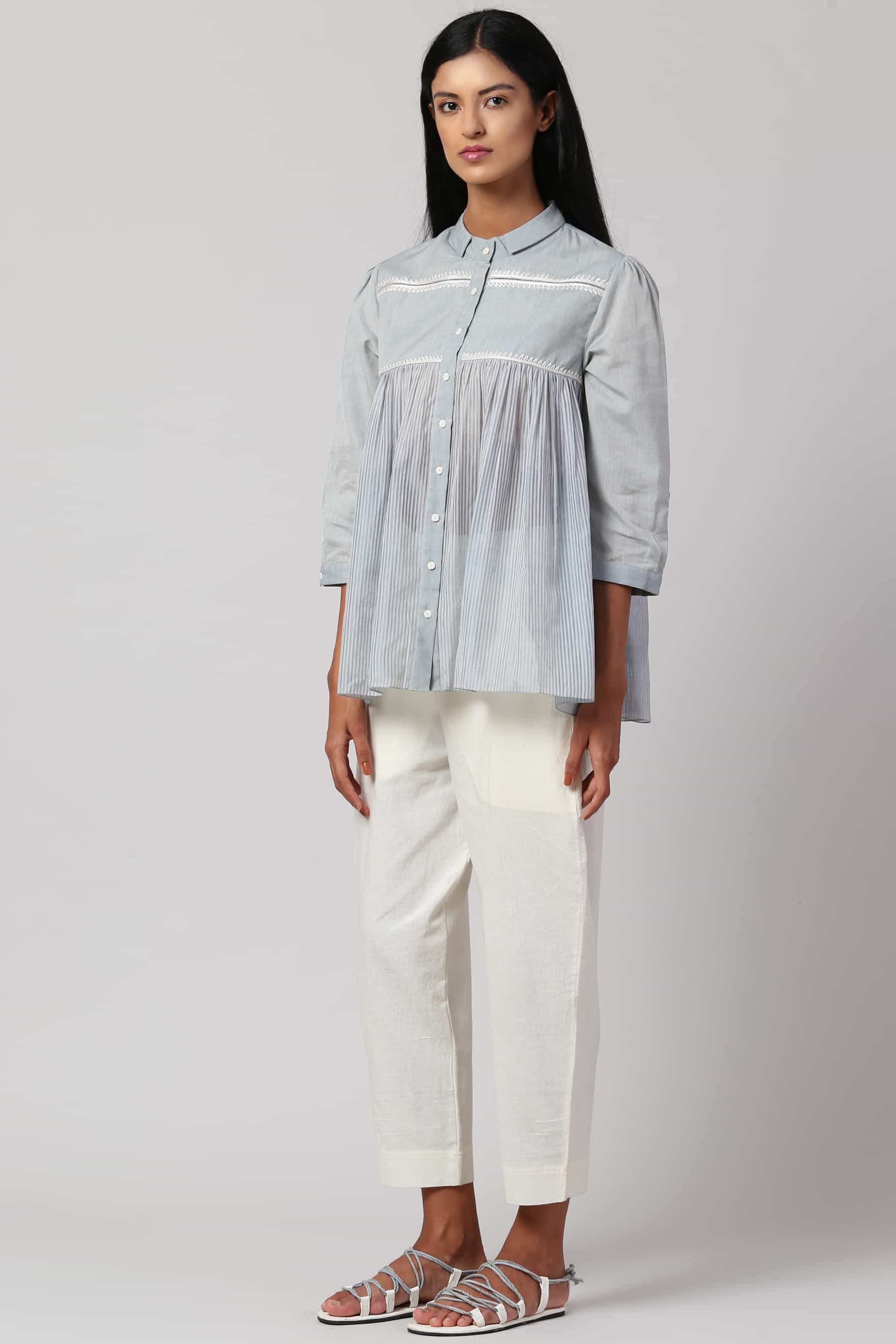 Chikankari Striped Shirt