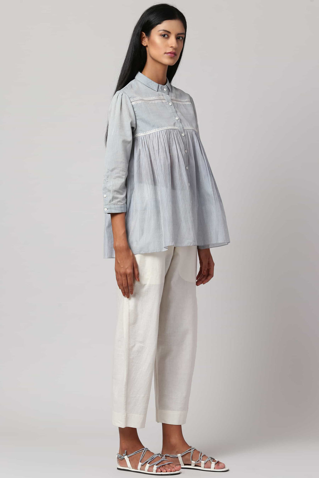 Chikankari Striped Shirt