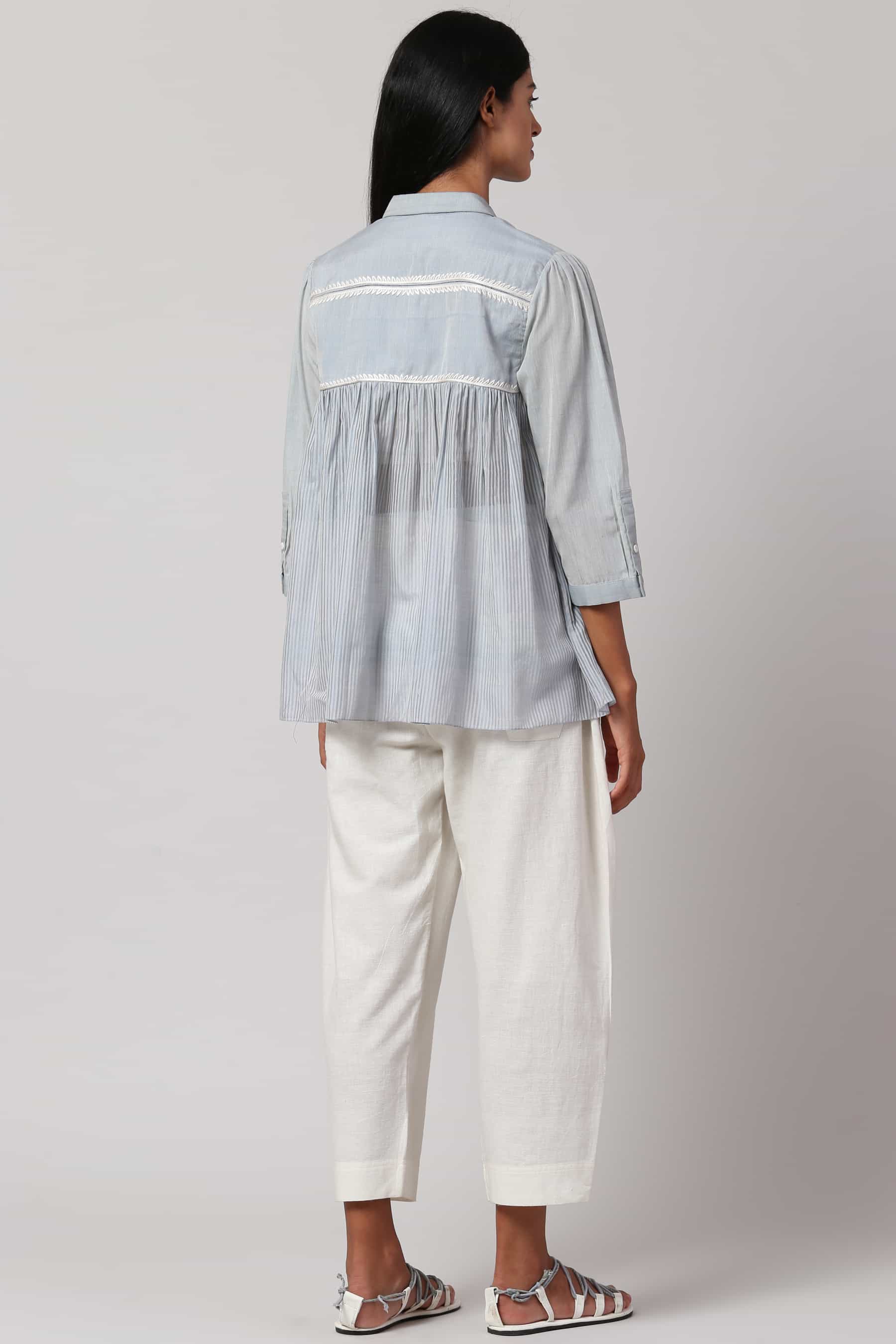 Chikankari Striped Shirt