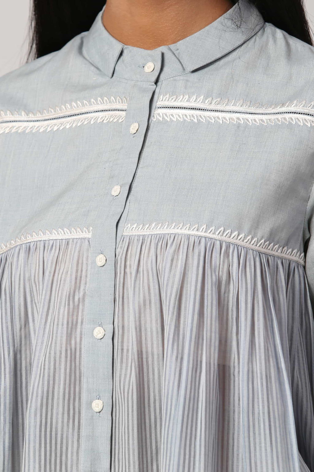Chikankari Striped Shirt