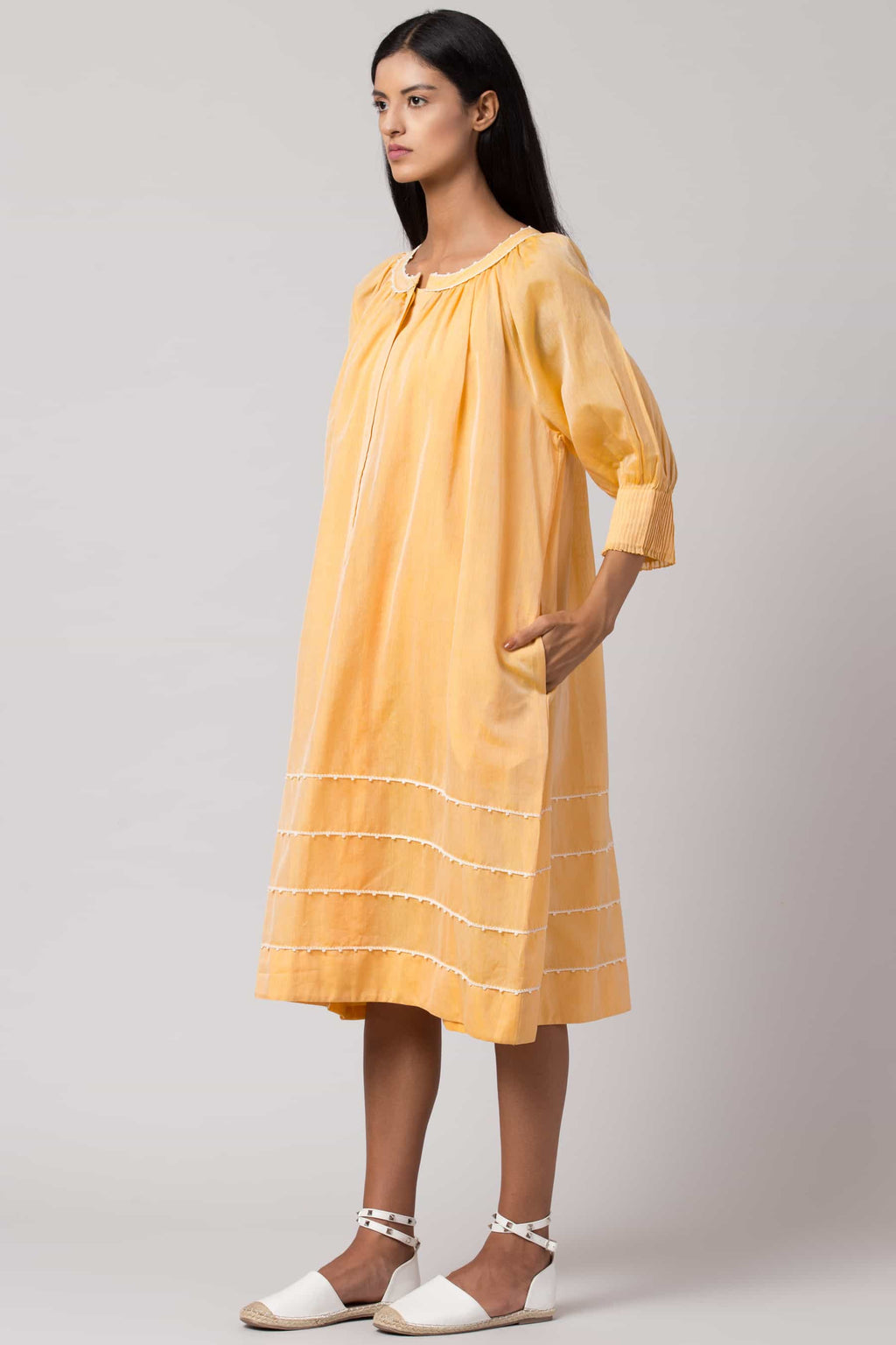 Cocoon Pintuck Dress