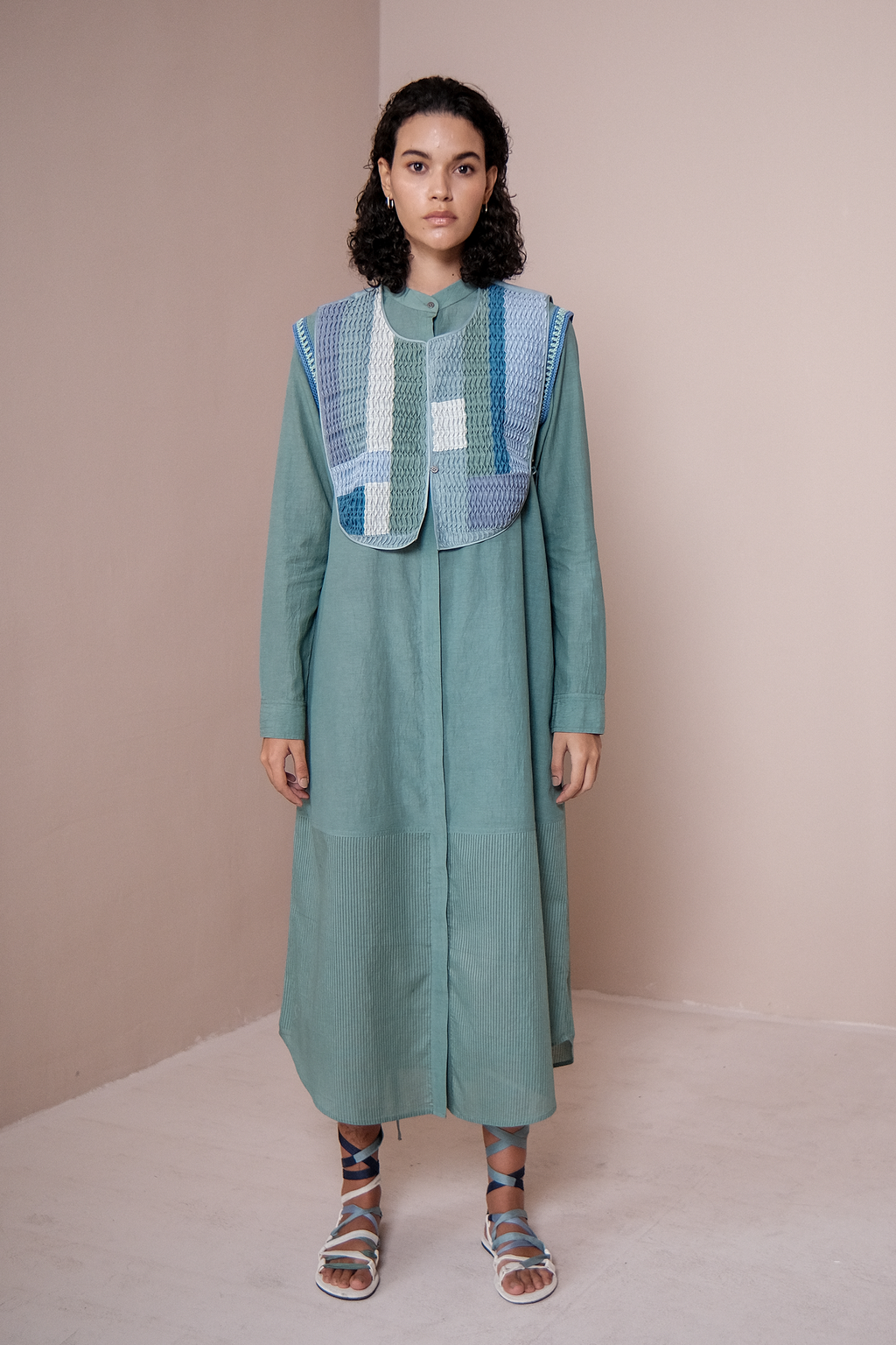 Shirt Dress with Bib