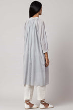 Baby blue Chikankari tunic made in 100% handwoven yarn dyed cotton Chanderi - back