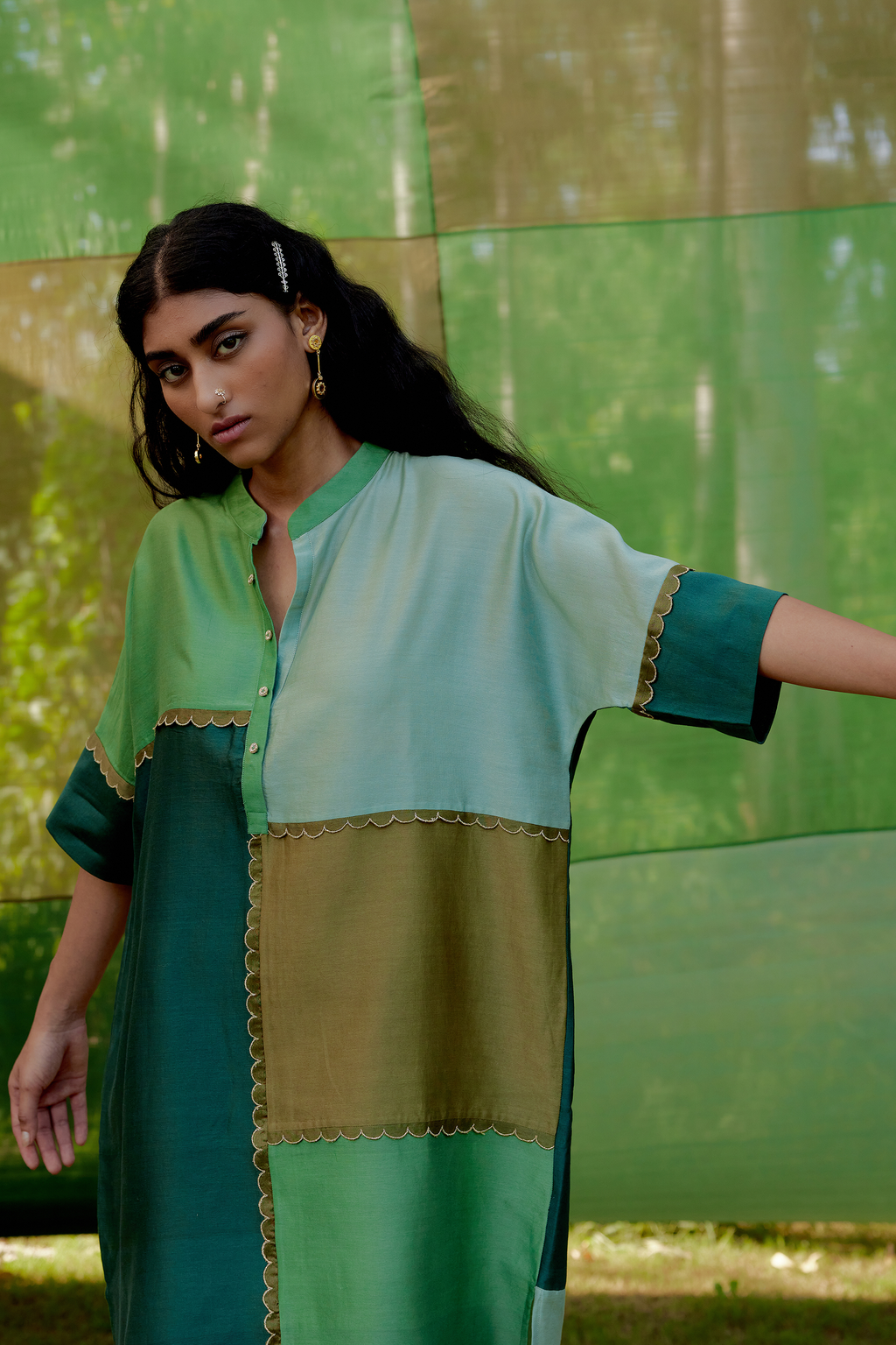 Straight Color-blocked Tunic